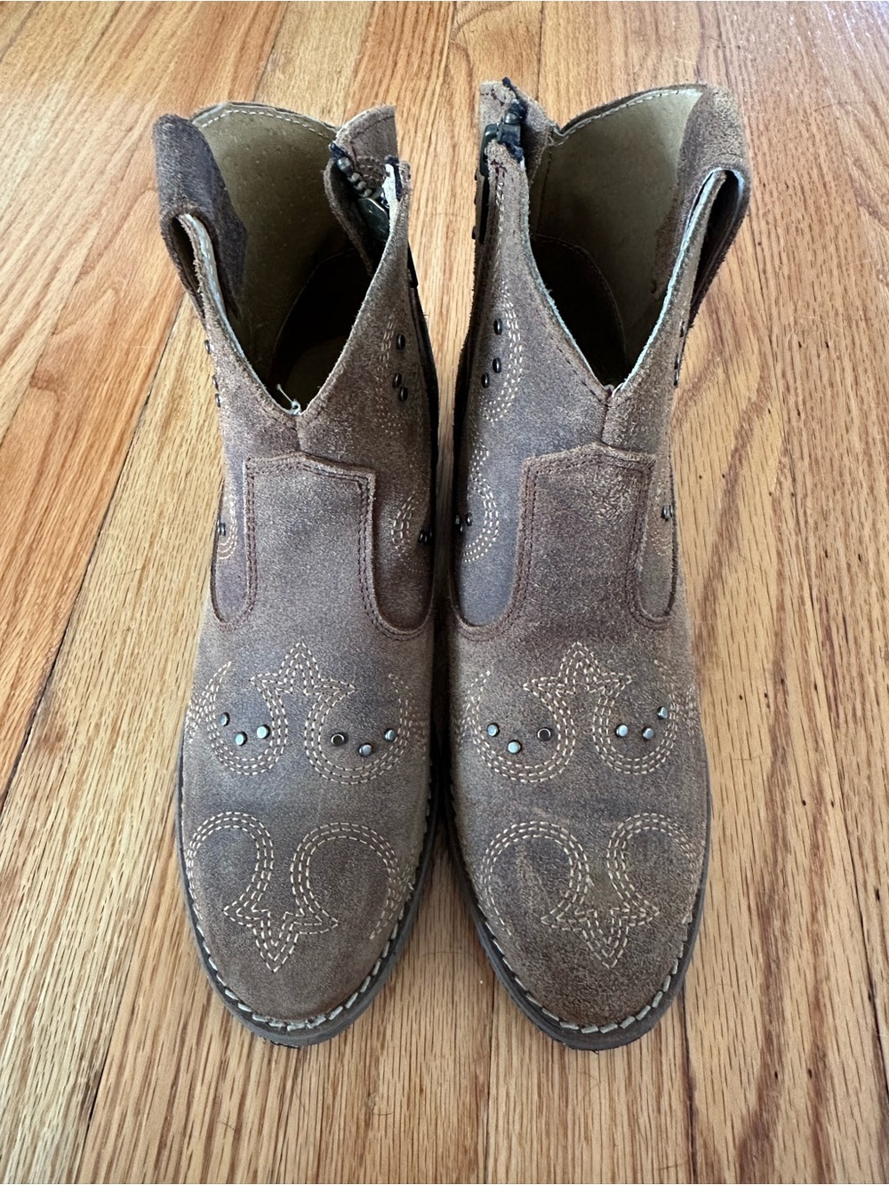 Brown Suede Western Booties -  Cowboy Style